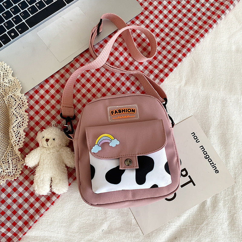 Wholesale nylon cute cow pattern shoulder crossbody bag
